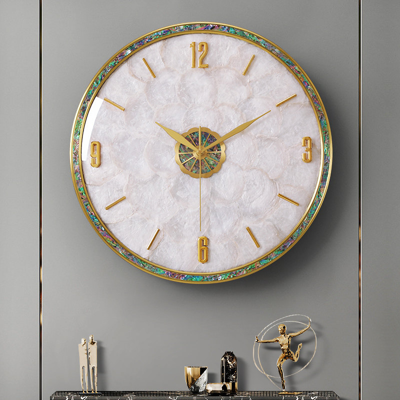 Light extravagant brass hanging bell modern minimalist silent clock home living room quartz clock creative round decorative table hanging wall-Taobao