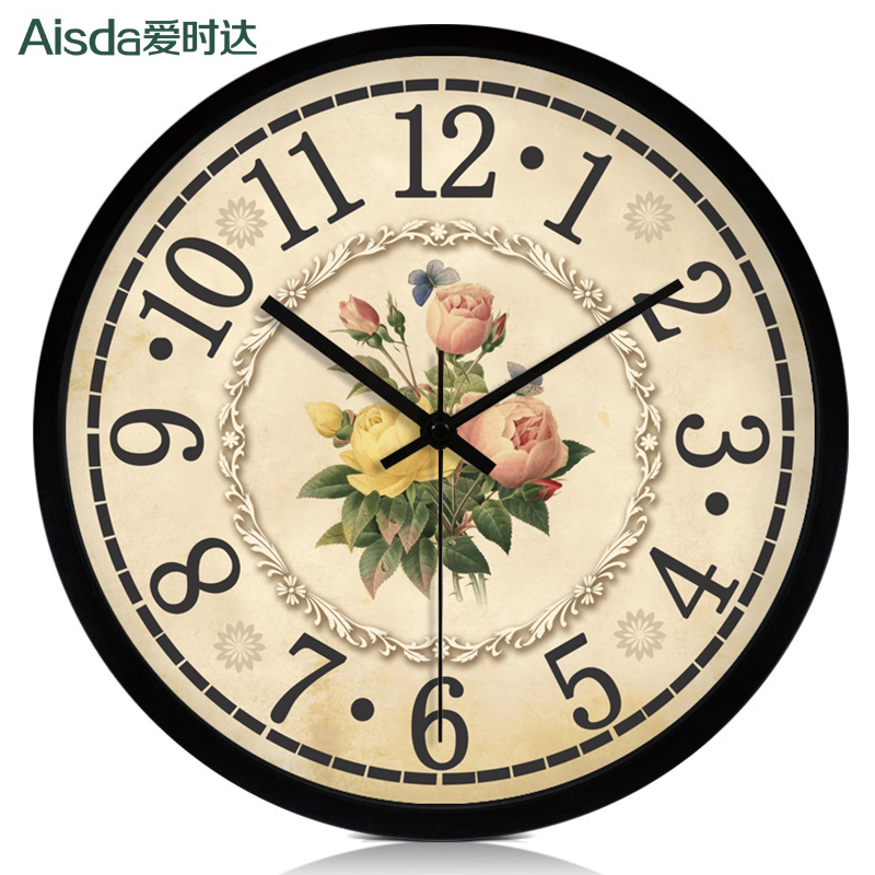 Large retro European clock quartz clock creative mute wall clock living room fashion clock simple personality pocket watch bag