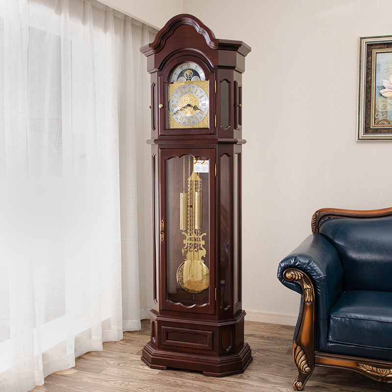 Germany Hemler mechanical floor clock European solid wood retro pendulum clock Living room classical clock timekeeping clock