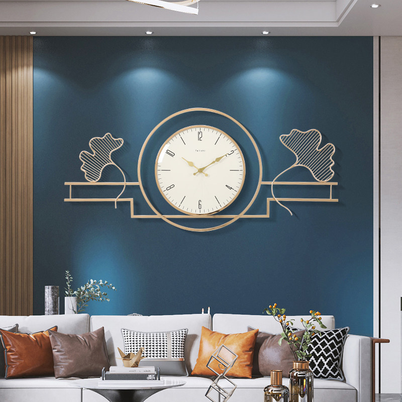 Fashion light luxury wall clock Nordic simple living room decoration silent watch Modern creative metal wall stone clock