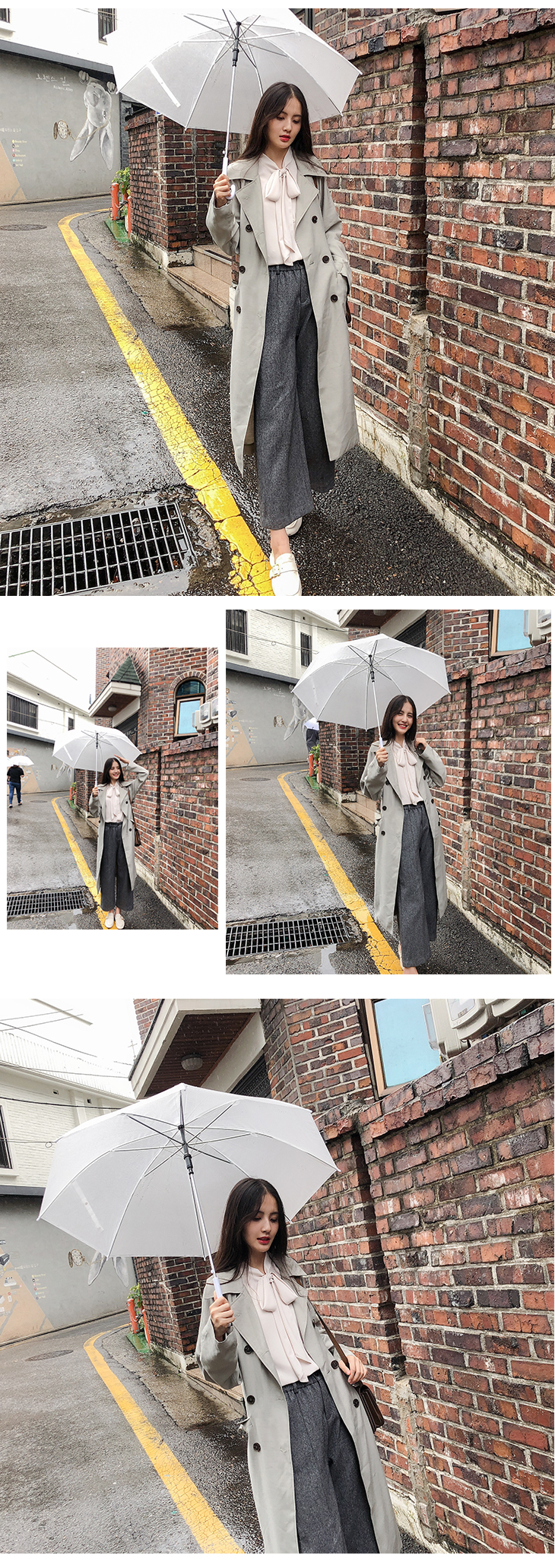 Thị trấn nhỏ morning sáng sớm Bộ phim truyền hình Hàn Quốc hai tông màu đa năng áo sơ mi nữ kiểu cách