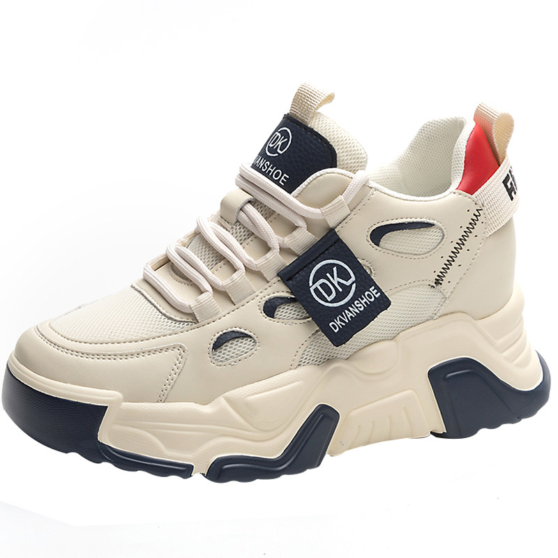 Hong Kong's Popular Dad Sneakers for Women, 2025 New Autumn Style, Genuine Leather Brand, Autumn and Winter, Petite, Thick-Soled, Height-Increasing Women's Shoes