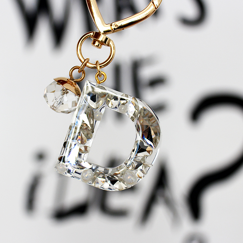 Original Letter Rhinestone Super Shiny Car Keychain Bag Pendant Key Ring