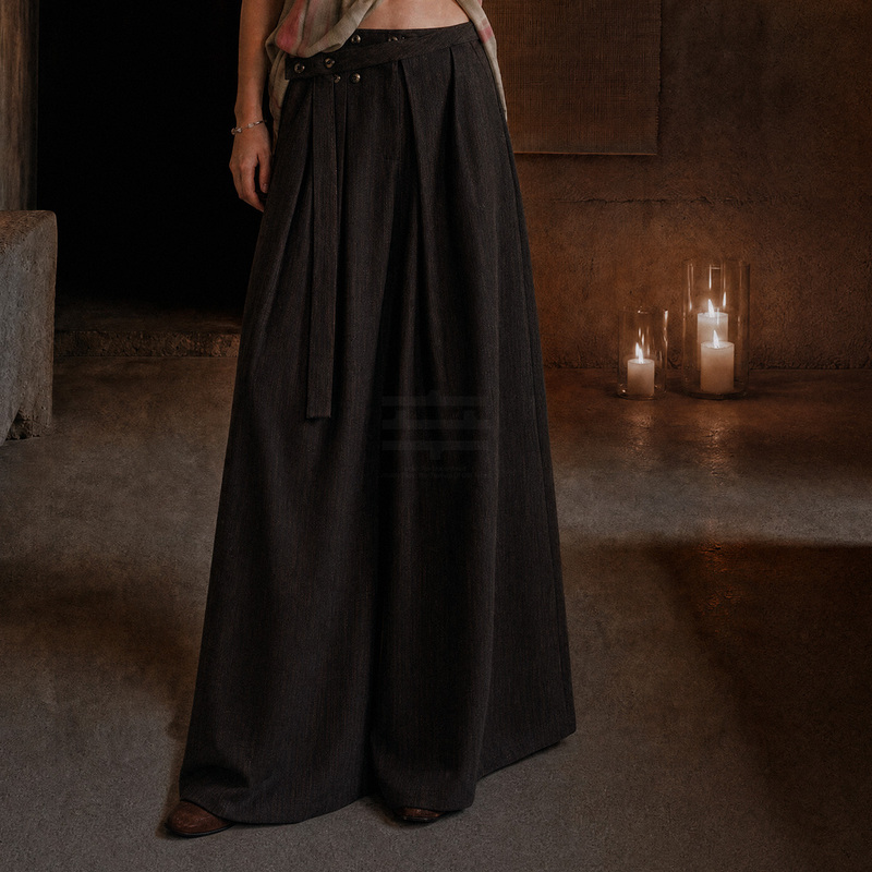 Catalpalew Xin Zilai's "Wide Shadow" Black Loose Wide-Leg Casual Suit Pants for Women, Autumn Long Pants