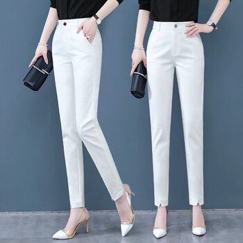 Suit women's pants 2025 new early autumn and spring high waist slim slim white fashionable and versatile harem casual pints Suit women's pants 2025 new early autumn and spring high waist slim slim white fashionable and versatile harem casual pints