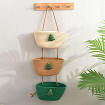 Christmas tree three-tier storage rack bedroom living room decorative hanging basket cute handmade flower basket entrance hanging storage basket