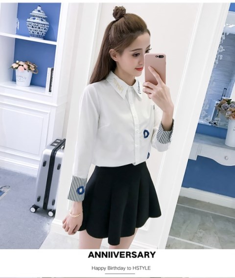 Cộng thêm áo nhung nữ tay dài 2018 thu đông mới Han Fan hoang dã Slim trắng dày chân đế ấm áp áo khoác sơ mi