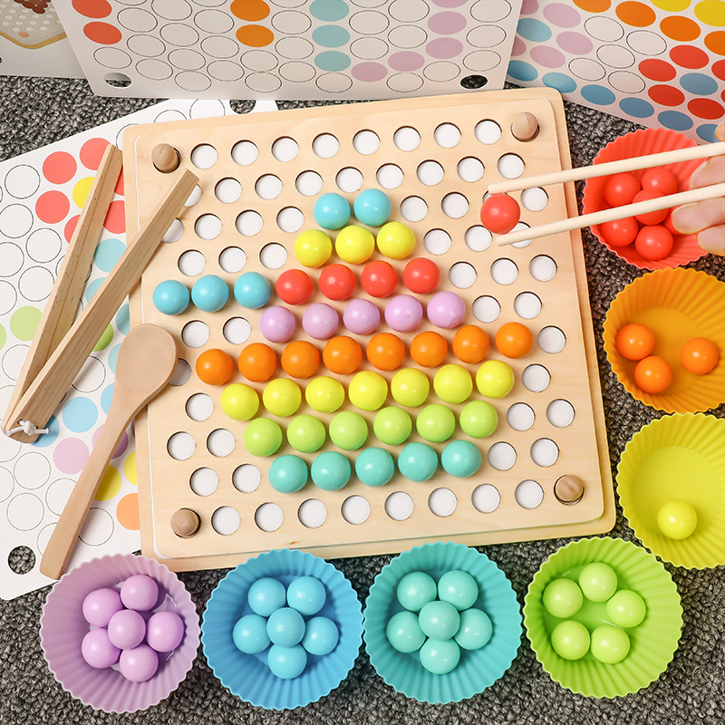 Children's toys training baby learning to clip chopsticks beads clip ball beans 3-6 years old 4 boys and girls puzzle early education puzzle game