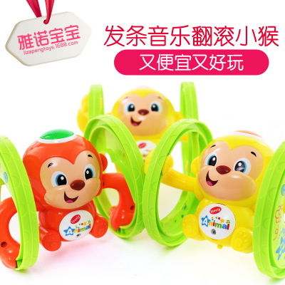 Running clockwork toy with music light Tumbling 0-1-3 years old baby WINDING baby toy