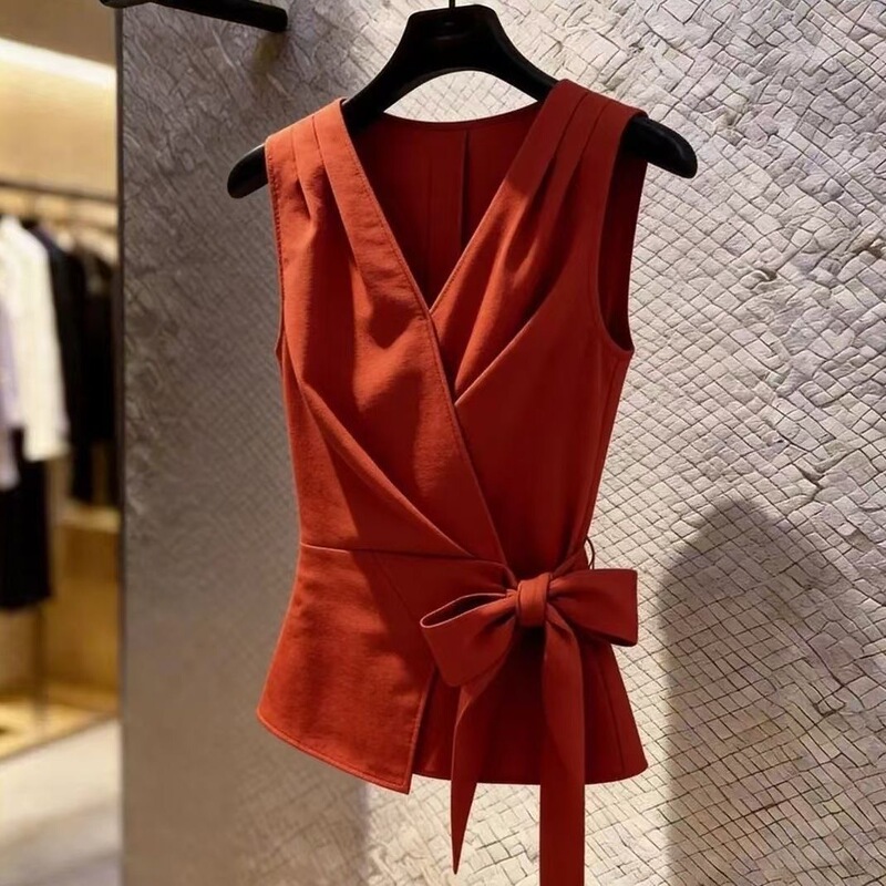 Unique, Fashionable, Trendy, Beautiful, and Super Stylish Top, New Korean Design Red Sleeveless Shirt for Summer 2026 Unique, Fashionable, Trendy, Beautiful, and Super Stylish Top, New Korean Design Red Sleeveless Shirt for Summer 2026