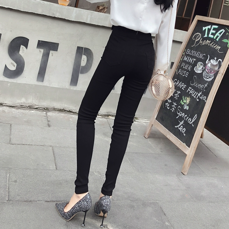 Mùa thu đông 2018 mới của phụ nữ Phiên bản Hàn Quốc của quần legging đen mỏng nữ có eo cao là quần skinny bút chì nữ