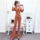 2022 autumn and winter Korean version temperament celebrity irregular long-sleeved jacket waist slit flared trousers two-piece suit female