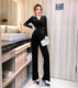 Velvet jumpsuit women's clothing 2022 autumn and winter new fashion temperament high waist thin long-sleeved straight leg wide-leg jumpsuit