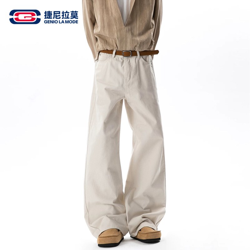 [Ao Ruipeng Endorsement] Geniolamode American-Style Pure Cotton Scimitar Jeans for Men, New Autumn Wide-Leg Pants