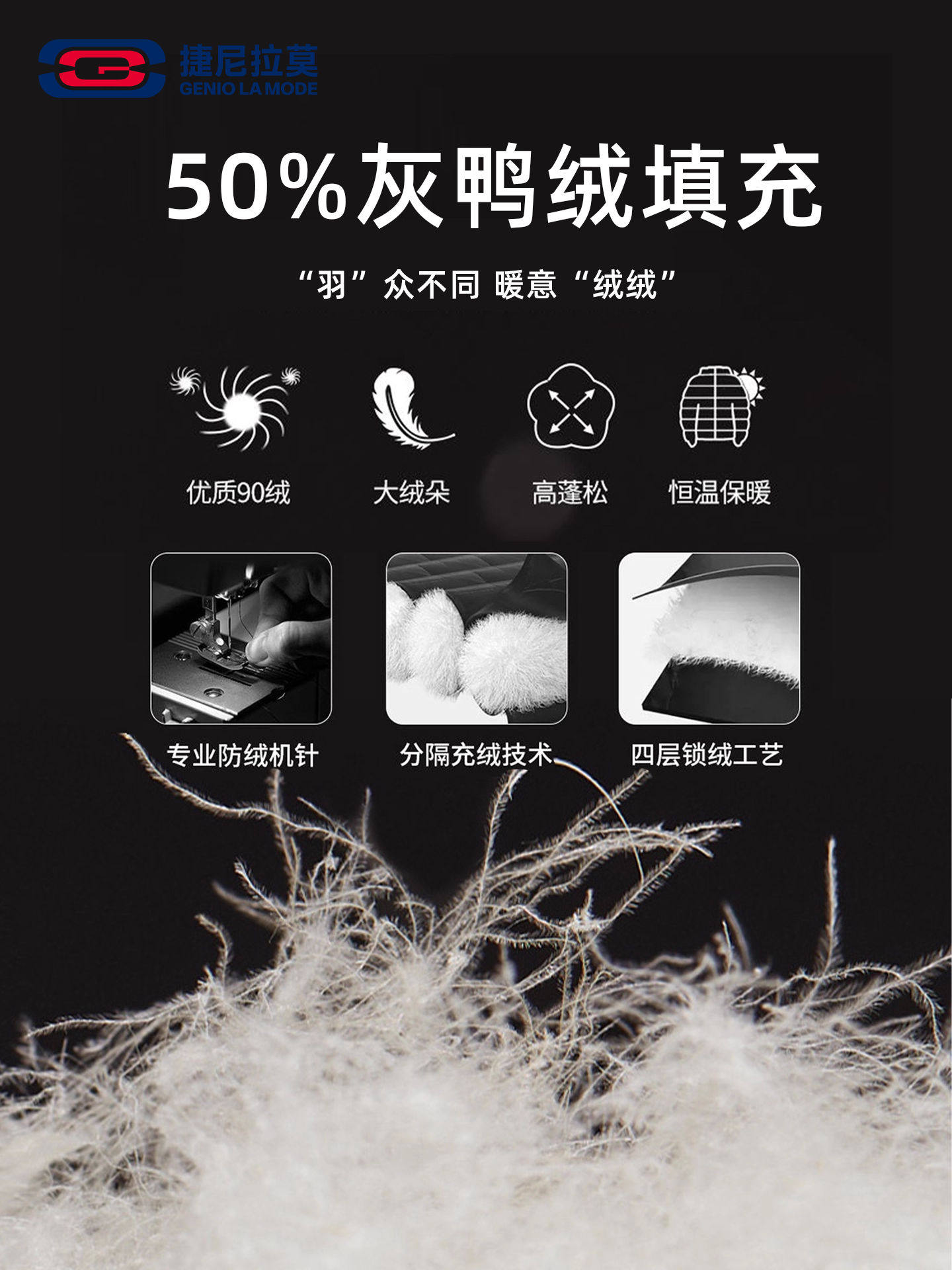 Geniolamode down Jacket Winter Men's Warm Simple Versatile Trendy American Casual Lapel Couple Coat