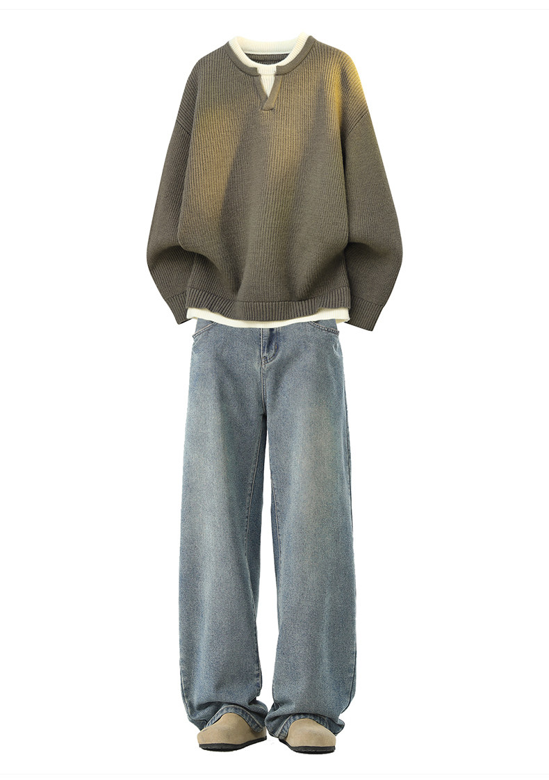 Men's Two-Piece Autumn Sweater and Jeans Casual Sports Set