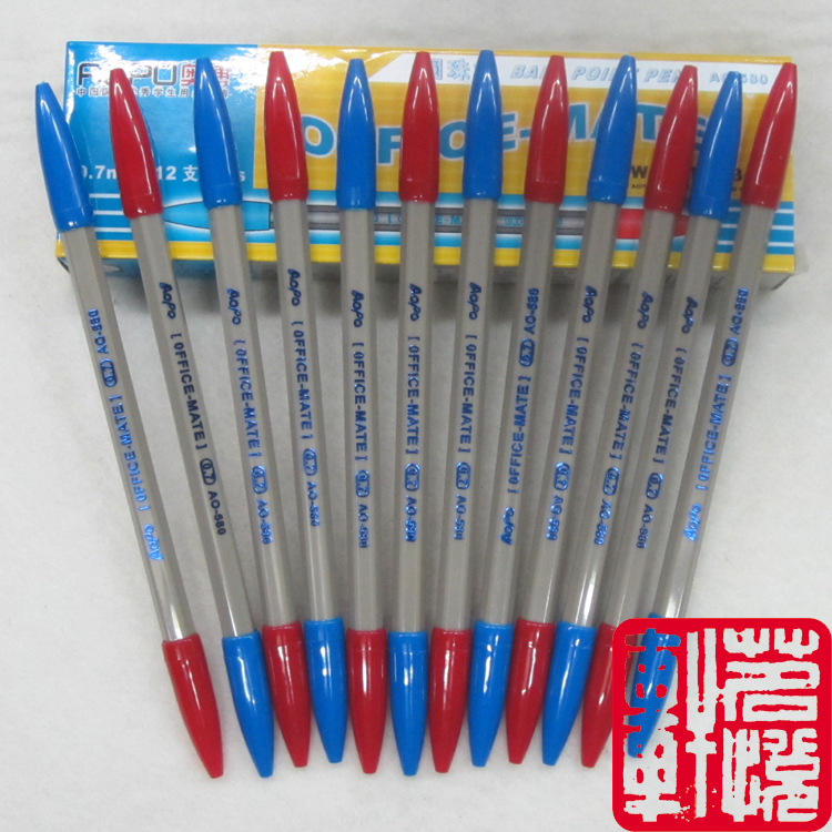 Obab AO-580 Red Blue Bicolor Ball Pen Student Office Double Head Dual-use Ball Pen 0 7mm