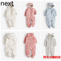British NEXT childrens clothing autumn and winter mens and womens baby bear shape soft and warm coral fleece coat baby one-piece cotton clothing