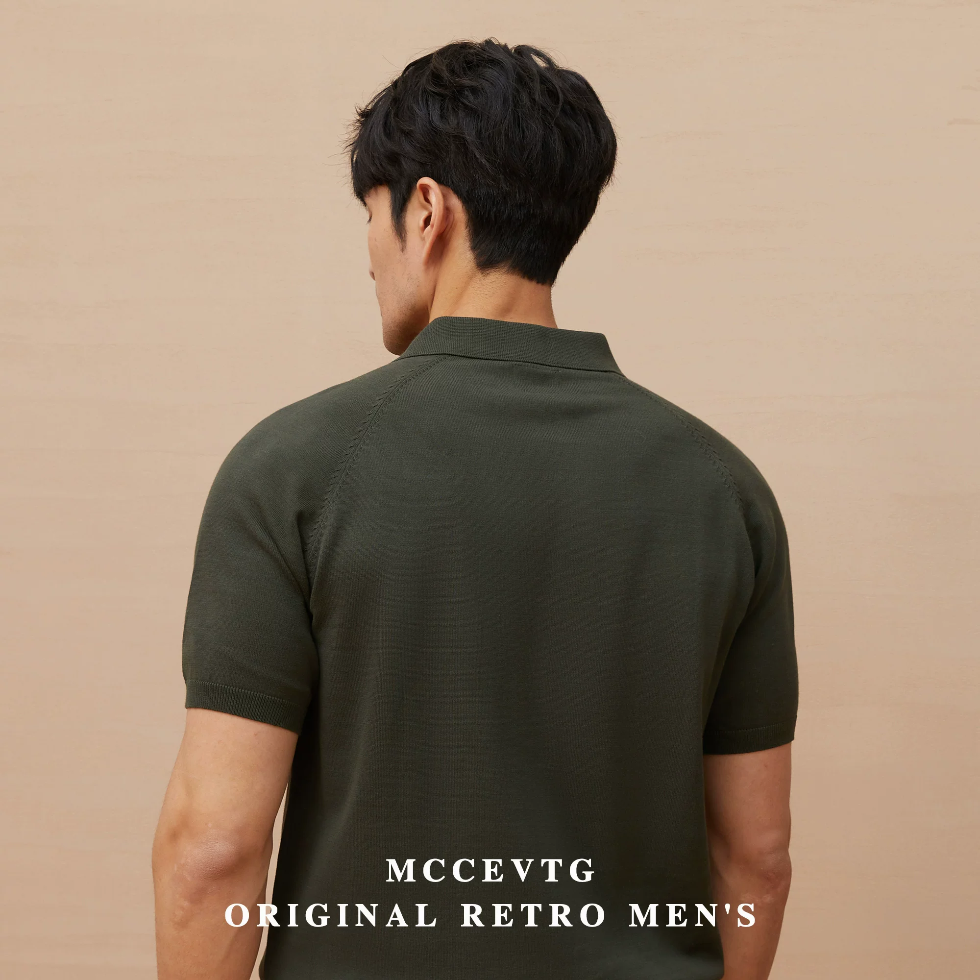MCCEVTG Knitted polo, retro summer T-shirt, American style, with short sleeve