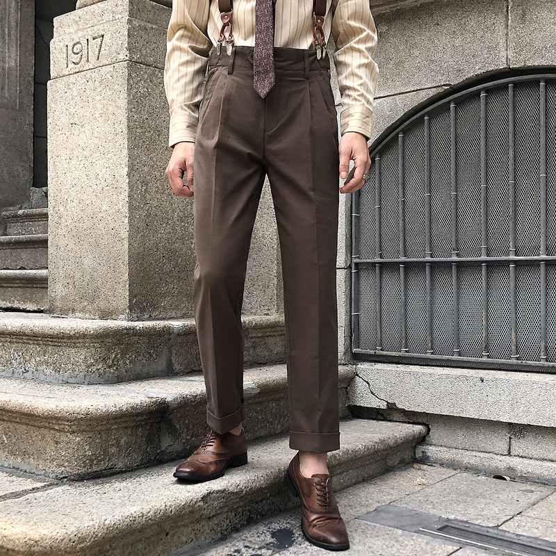 Mccevtg Men's Suit Pants, Lightly Mature British Retro Business Style, Naples Drape Straight-Leg Casual Trousers for Men Mccevtg Men's Suit Pants, Lightly Mature British Retro Business Style, Naples Drape Straight-Leg Casual Trousers for Men