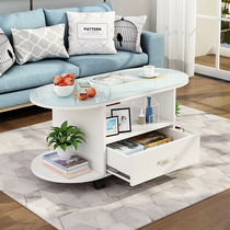 Glass mobile modern personality Oval Kung Fu tea A few simple living room small apartment type Economical multi-functional creative