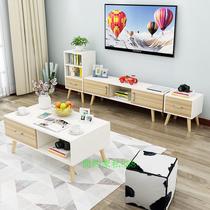 Modern living room coffee table TV cabinet combination creative assembly solid wood small table side a few coffee tables Simple small apartment