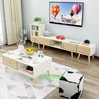 Modern living room coffee table TV cabinet combination creative assembly solid wood small table side coffee table Simple small apartment