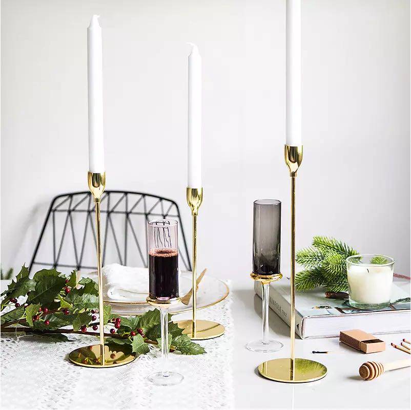 Nordic Plated Columnar Candlelit Scented Board Room Dining table Hem Incense Candle Light Dinner Romantic Wedding Decorations-Taobao