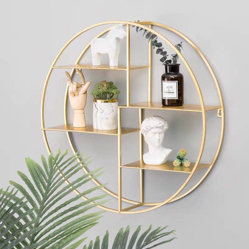 Nordic style light luxury simple creative dining living room wall shelf wall decoration partition decoration wrought iron gold wall hanger