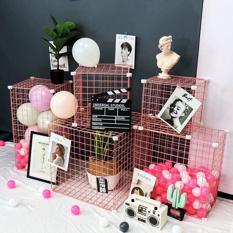 Nordic net red ocean ball storage basket grid box storage ins girl room decoration milk tea shop decoration decoration