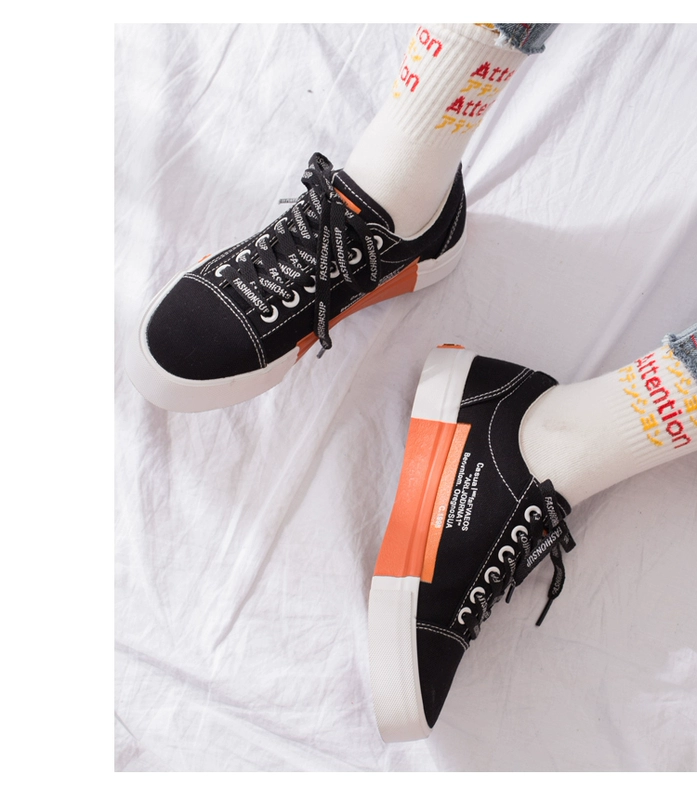 Giày vải nữ sinh viên phiên bản Hàn Quốc của giày trắng Harajuku ulzzang super fire chic giày in port gió giày