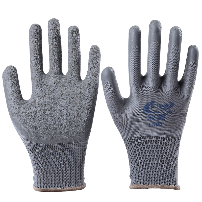 Double source labor insurance gloves dipped plastic thickened wear-resistant work protection wrinkles anti-skid construction site work summer breathable