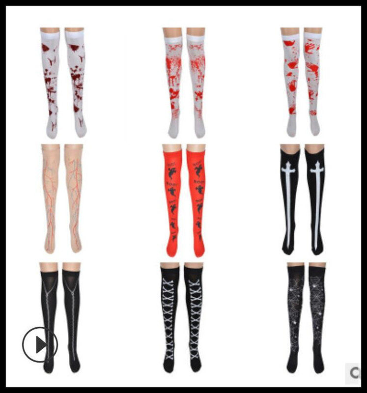 Halloween Socks Ghost Festival Party Dance Accessories Long Tube Funny Stockings Blood Socks Bat Socks Skeleton Socks