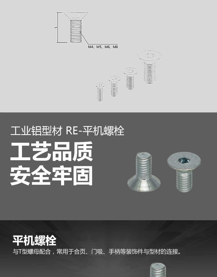 ốc vít dán tường Bulông phẳng M4 M5 M6 M8 dây chuyền lắp ráp nhôm hồ sơ đặc biệt fastener hồ sơ phụ kiện lục giác ổ cắm đầu bu lông ốc vít kiểu