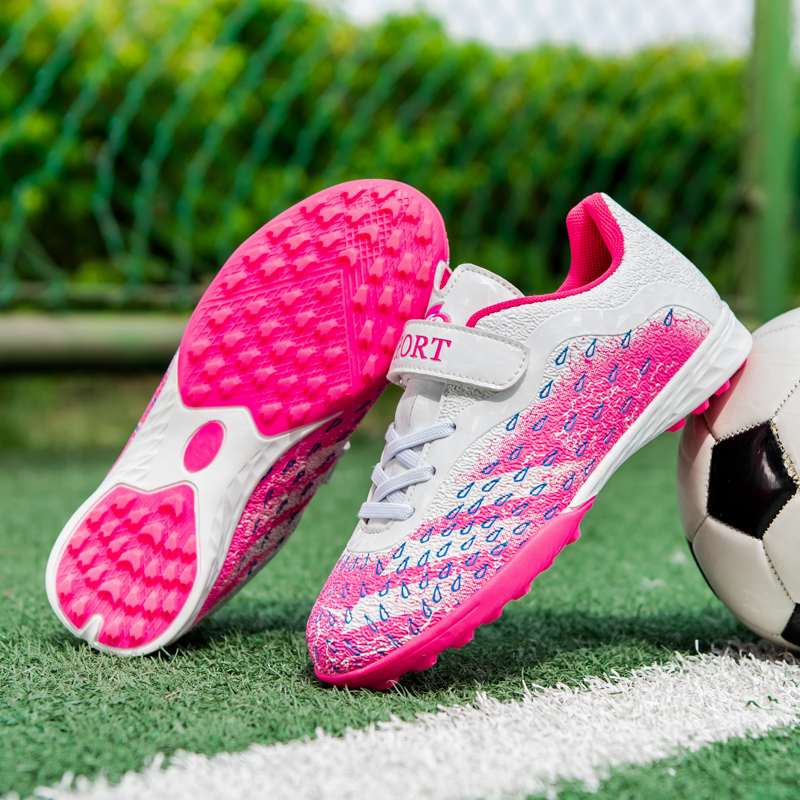 Children's football shoes spring and summer net face breathable men and women tf broken nails Primary school children's magic buckle Huaqiang Powerball Shoe 