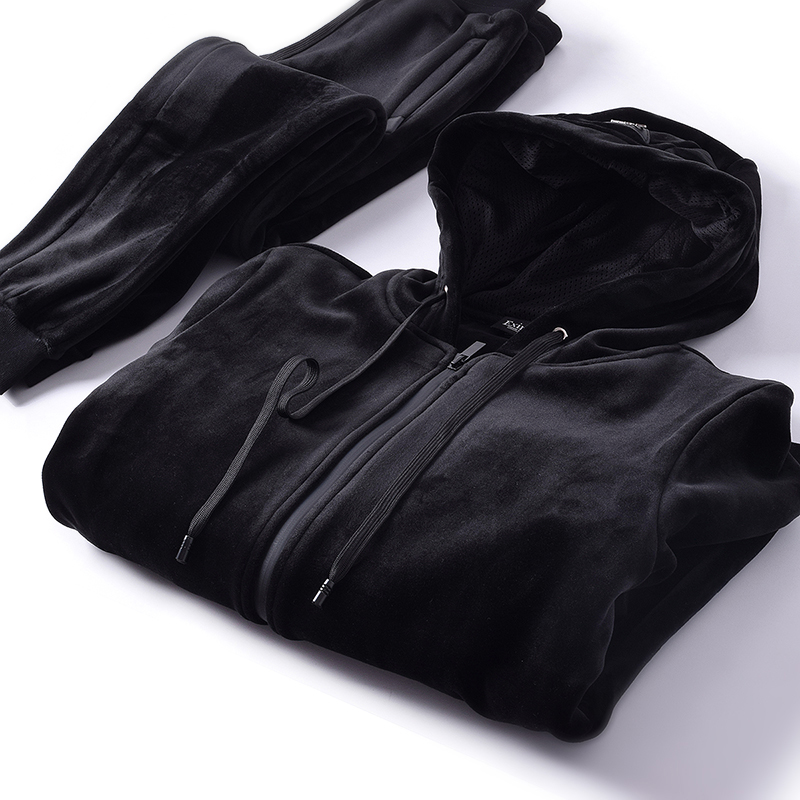 Men's early spring-style double-sided velvet tracksuit suit with cap garnter clothing bouquet leggings and casual two-piece style