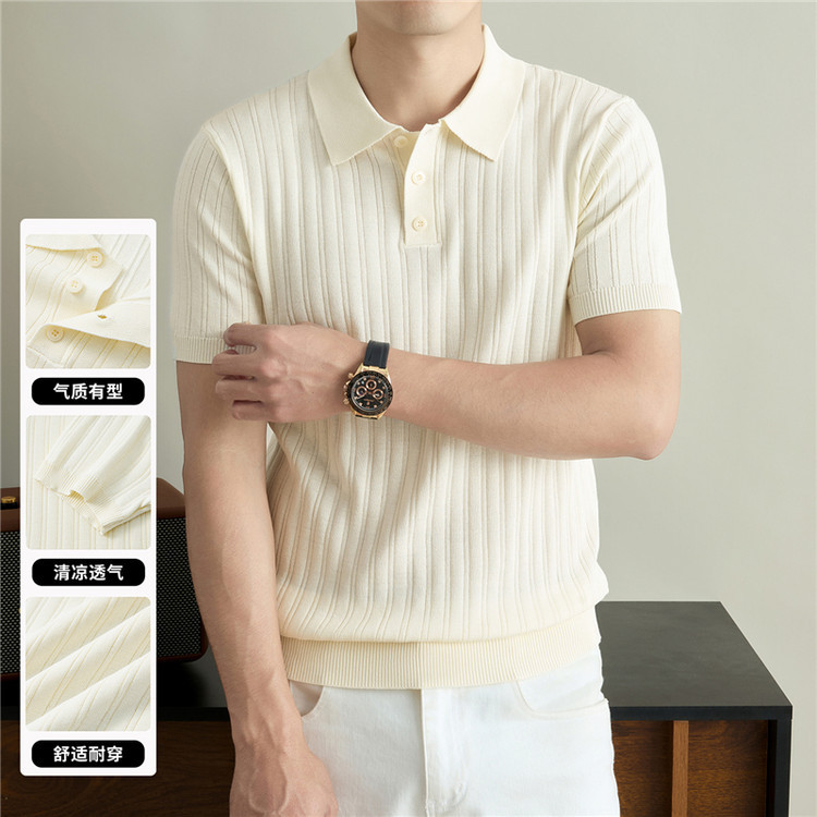 Polo Collar Viscose Summer Pullover Knitwear/Sweater for Middle-Aged and Elderly People