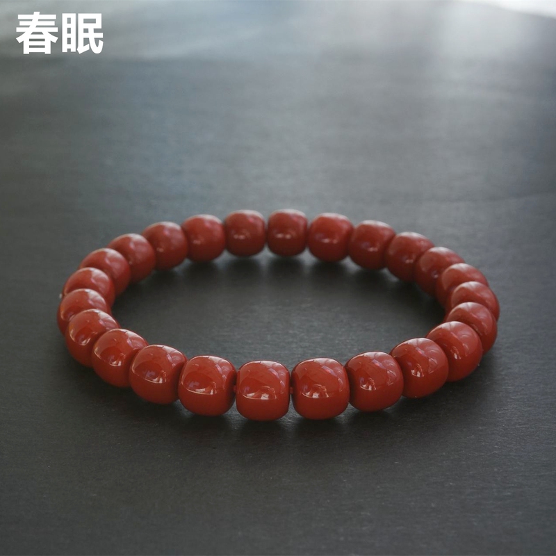 Pure Natural Southern Red Agate with Rich Persimmon Red Color, 4mm 5mm 6mm 7mm 8mm 9mm, Finely Crafted Vintage-Style Bracelet