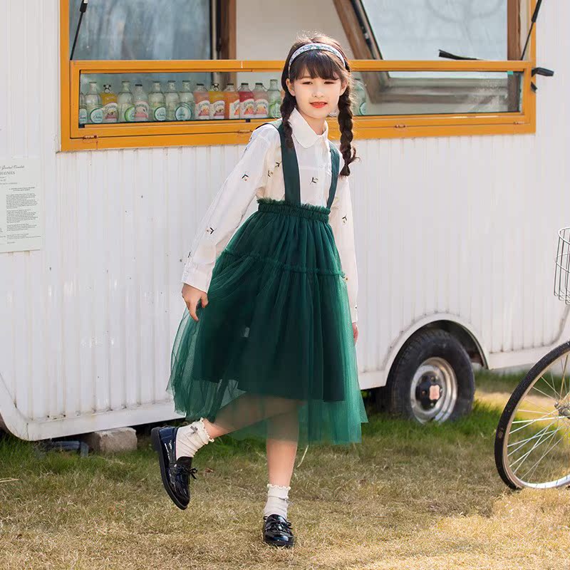 Girl Spring Shirt Package SkirtsBag WearsNew Children Sweet Two Pieces of Small Girl Spring and Autumn Clothes