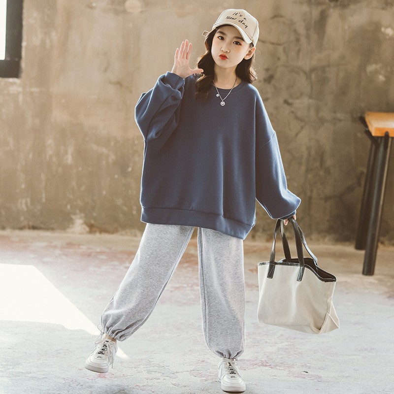 Girl Spring Clothing Suit 2022 New Tide Children Suit Foreign Pie Net Red Girl Great Boy Fall Sports Two Suits