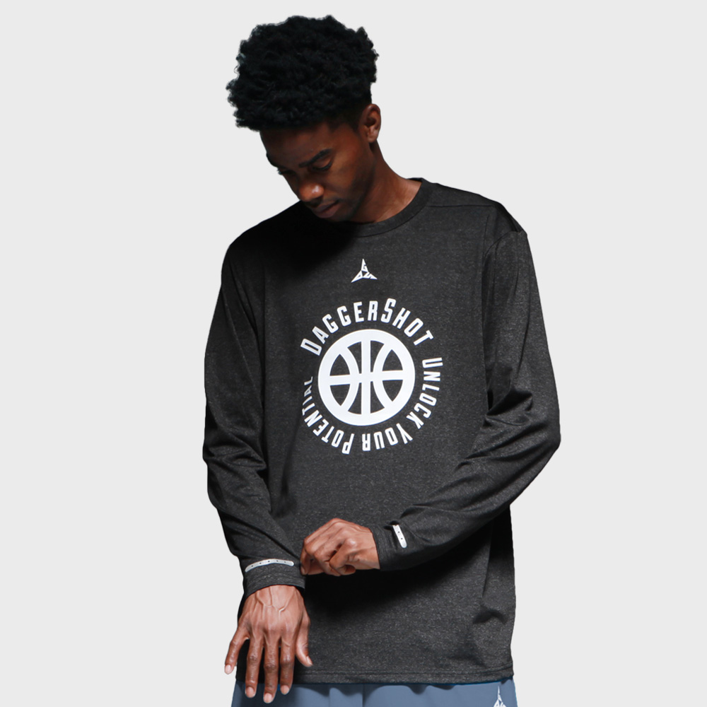 DaggerShot American round neck warm-up shooting suit men's fall/winter basketball sports long sleeve t-shirt plus fleece training suit