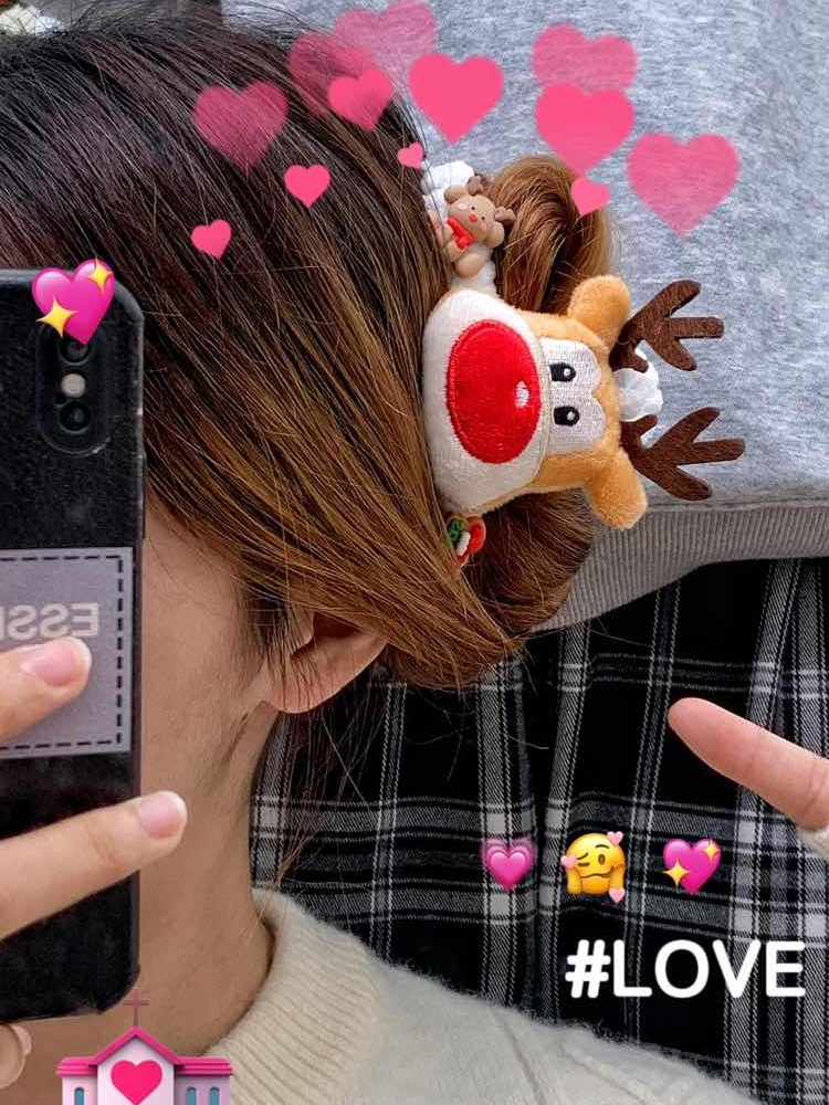 Handmade Diy Bifacial Santa Grip Clip Send Girlfriend Gift Soft Cute Hair Clip Hair Clip Material Bag Grab Clip-Taobao