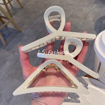 High-end acetic acid large clip off-white shark clip hair clip on the back of the head hair clip internet celebrity hairpin hair accessory