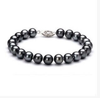 Natural Seawater Black Pearl Powder Bracelet and Anklet, Strong Luster Round Pearls, Simple and Stylish Design, Gift for Mother or Girlfriend