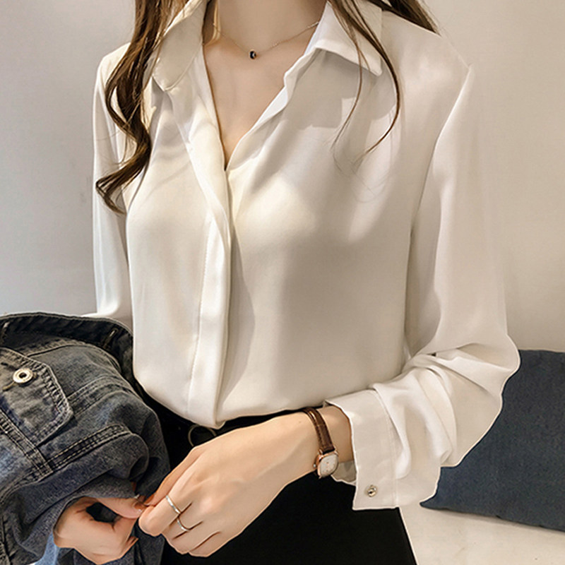 Summer dress new white chiffon shirt top design sense large size fat MM220 catties loose professional long-sleeved shirt