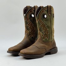 D square toe western cowboy boots upper boot shaft Crazy Horse cowhide retro mens boots lightweight and comfortable 42 44 size