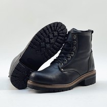 43 44 45 large size black soft cowhide outdoor work boots steel toe mens boots medium high top thick heel foreign trade boots