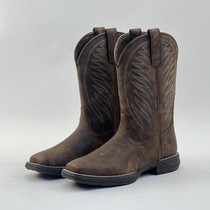 Special offer 37 size 5 cowhide sleeve retro womens boots square toe embroidered knight riding boots