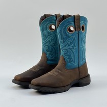 D New Blue Sleeves Cowboy Boots Western Rider Boots Steel Head Women Boots 37 5 39 40 yards