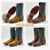 48 Yard Bull Leather Upper Sole Western Cowboy Boots High-end Luxury Rider Horse Boots Male Embroidered big code Goodyear
